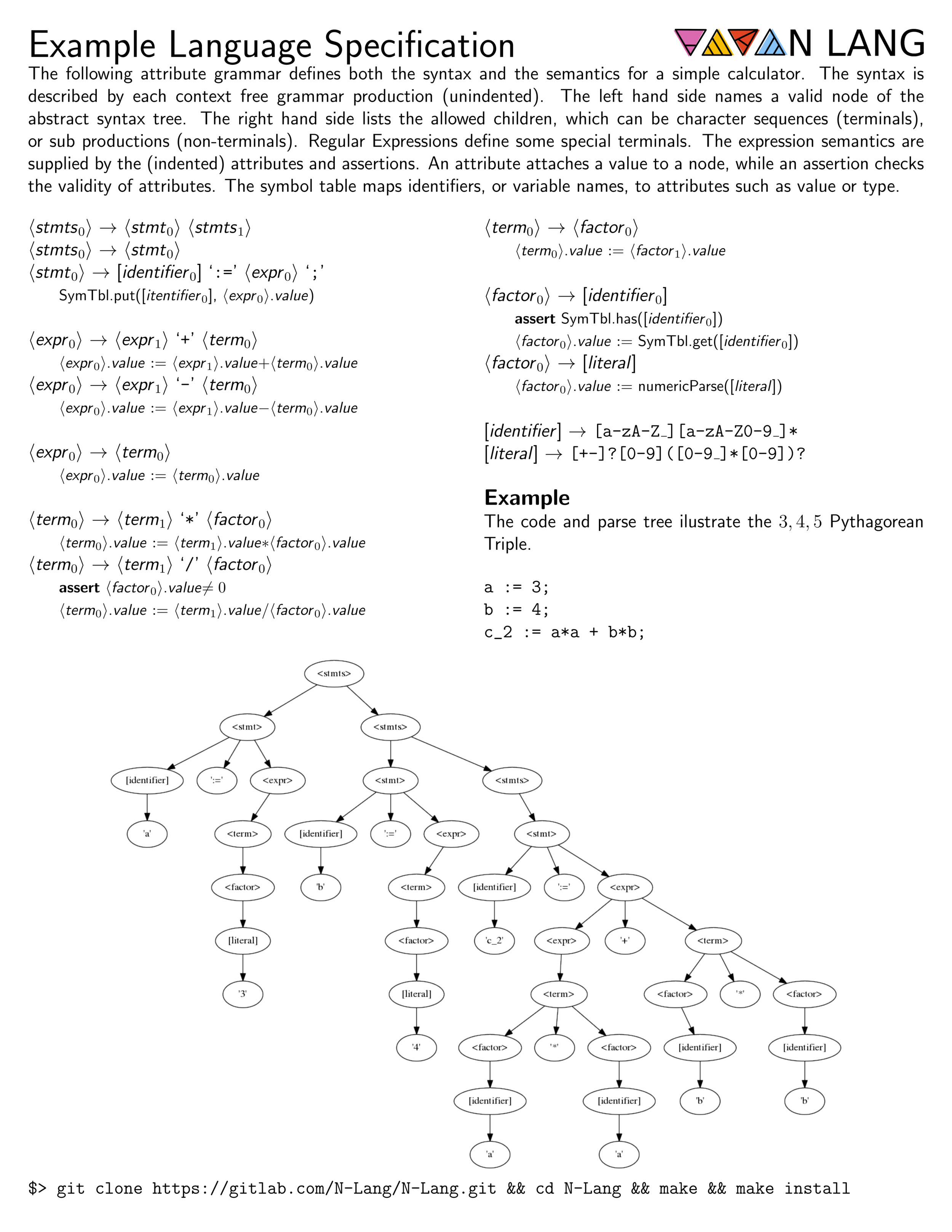 Example Language Specification